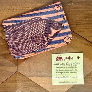 Fair Trade Eco-Friendly Fish Print Card Holder Wallet